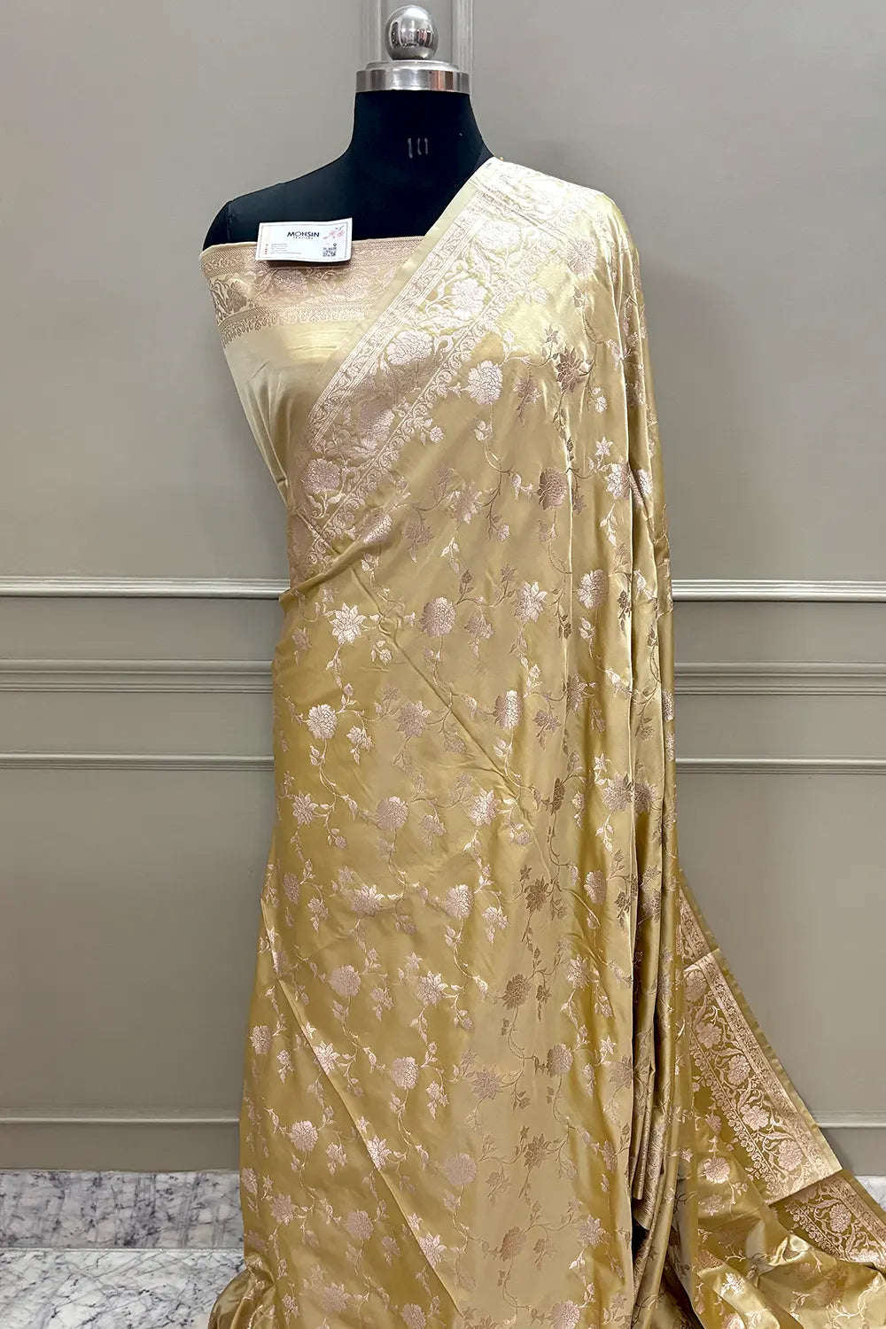 Yellow Kesari Jaal Katan Silk Banarasi Saree