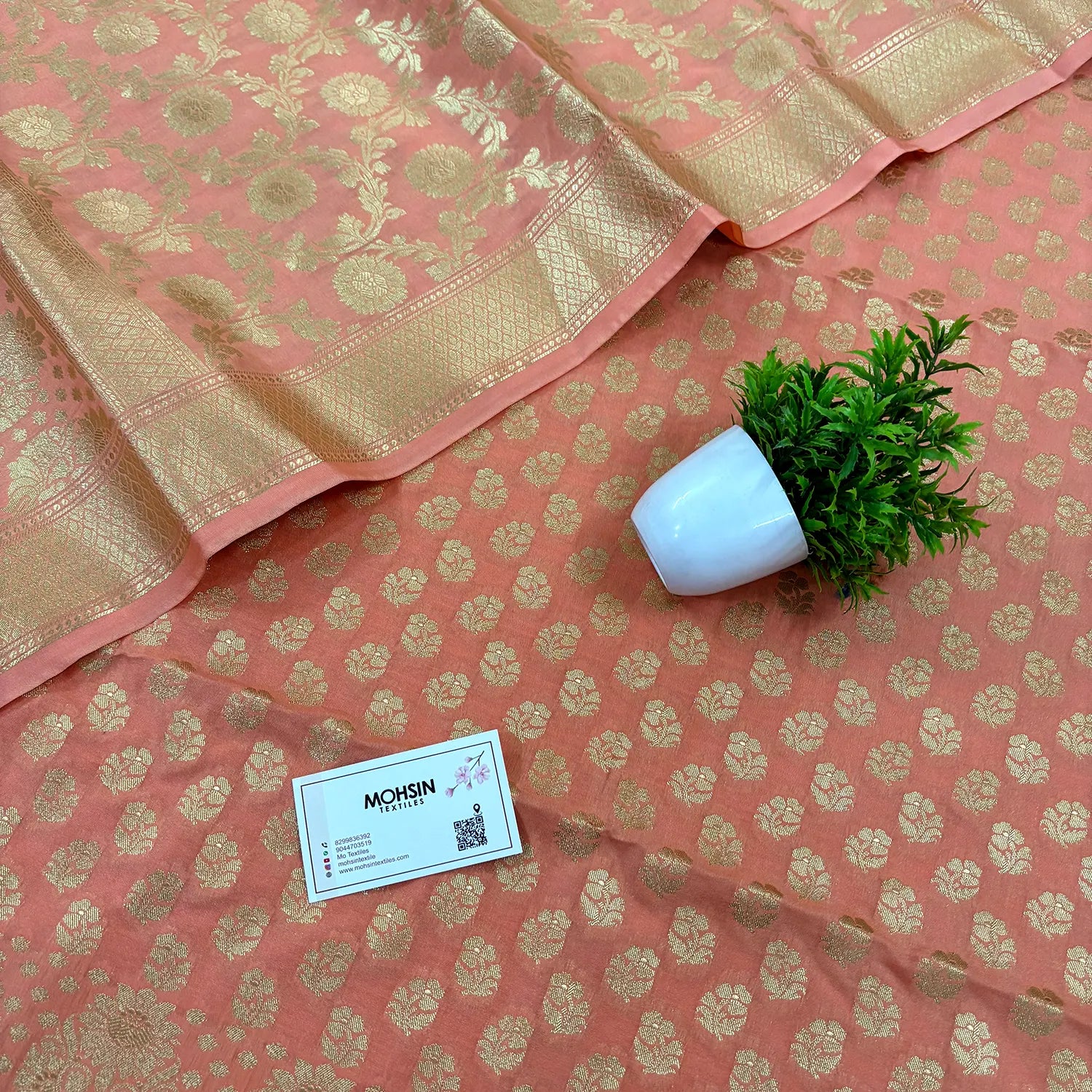 Peach Guldaan Fool Katan Silk Banarasi Suit
