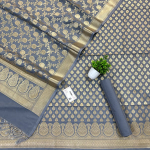 Grey Gumbad Buti Katan Silk Banarasi Suit