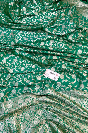 Sea Green Gulabi Jaal Katan Silk Banarasi Saree