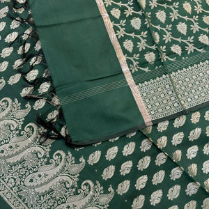 Bottle Green Holika Satin Silk Banarasi Suit