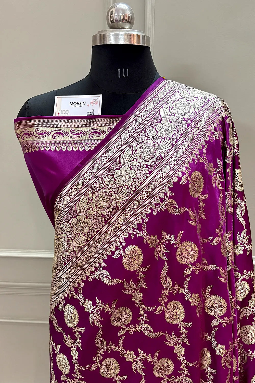 Magenta Shahanshahi Jaal Katan Silk Banarasi Saree