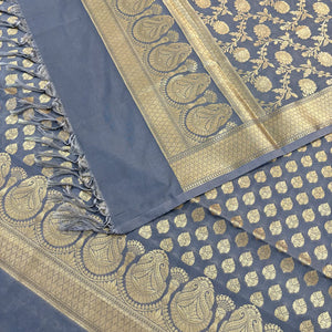 Grey Gumbad Buti Katan Silk Banarasi Suit
