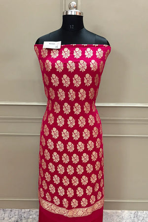 Rani Pink Guldasta Pure Georgette Silk Banarasi Suit
