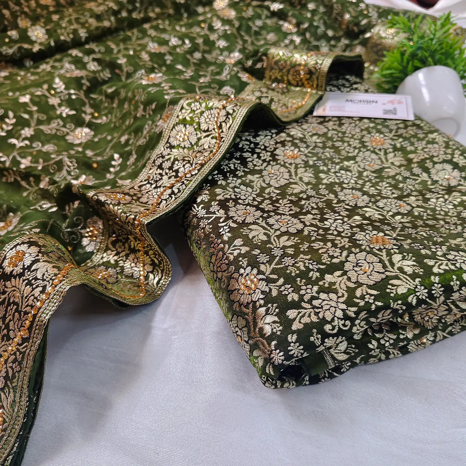 Mehendi Stone Work Kimkhab Silk Banarasi Gharara