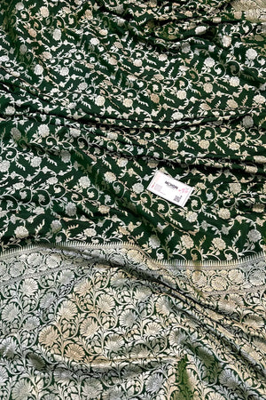 Green Gulabi Jaal Katan Silk Banarasi Saree