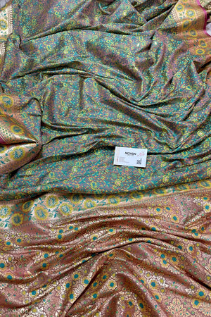 Jamuni and Mint Jungli Jaal Katan Silk Banarasi Saree