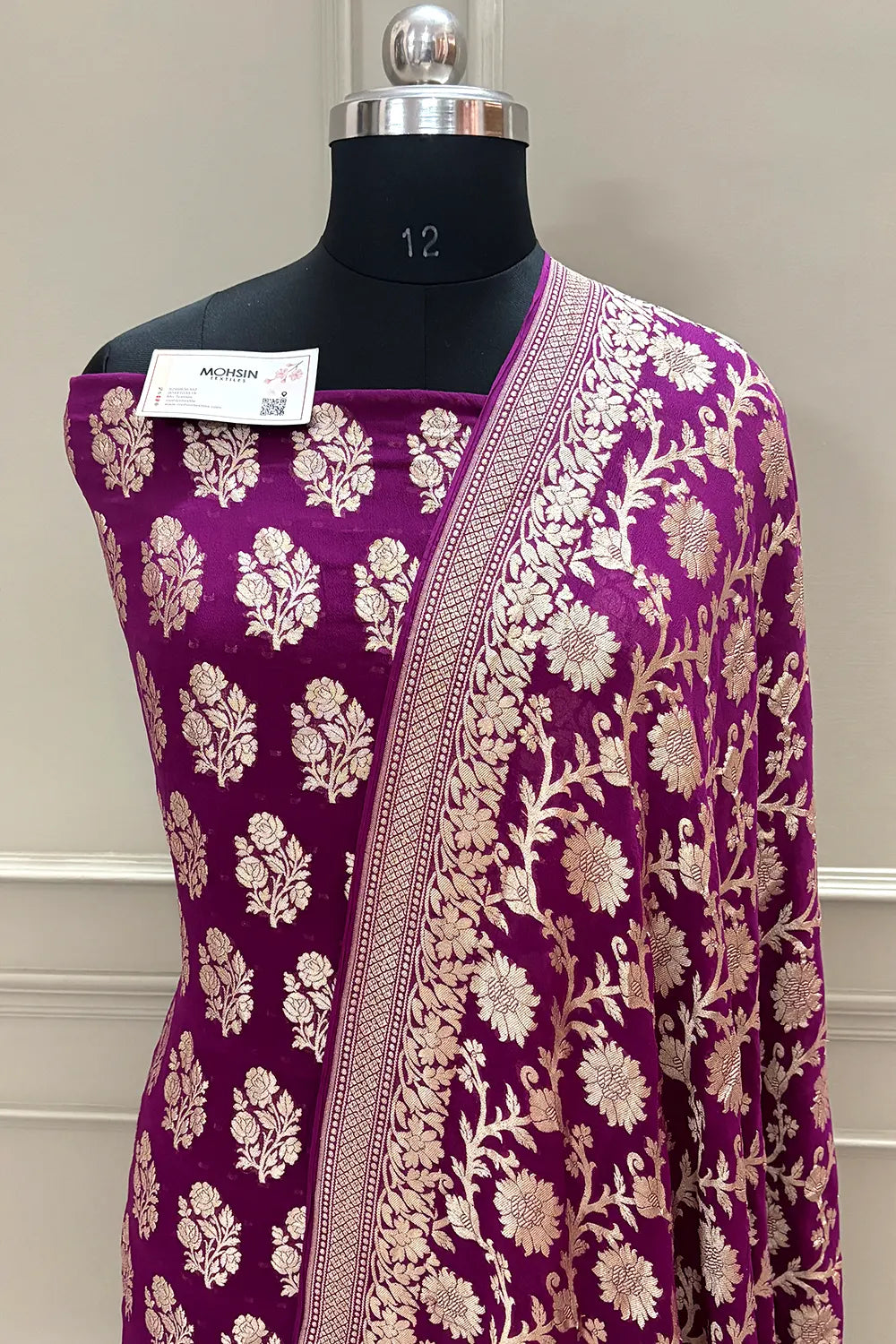 Purple Guldasta Pure Georgette Silk Banarasi Suit