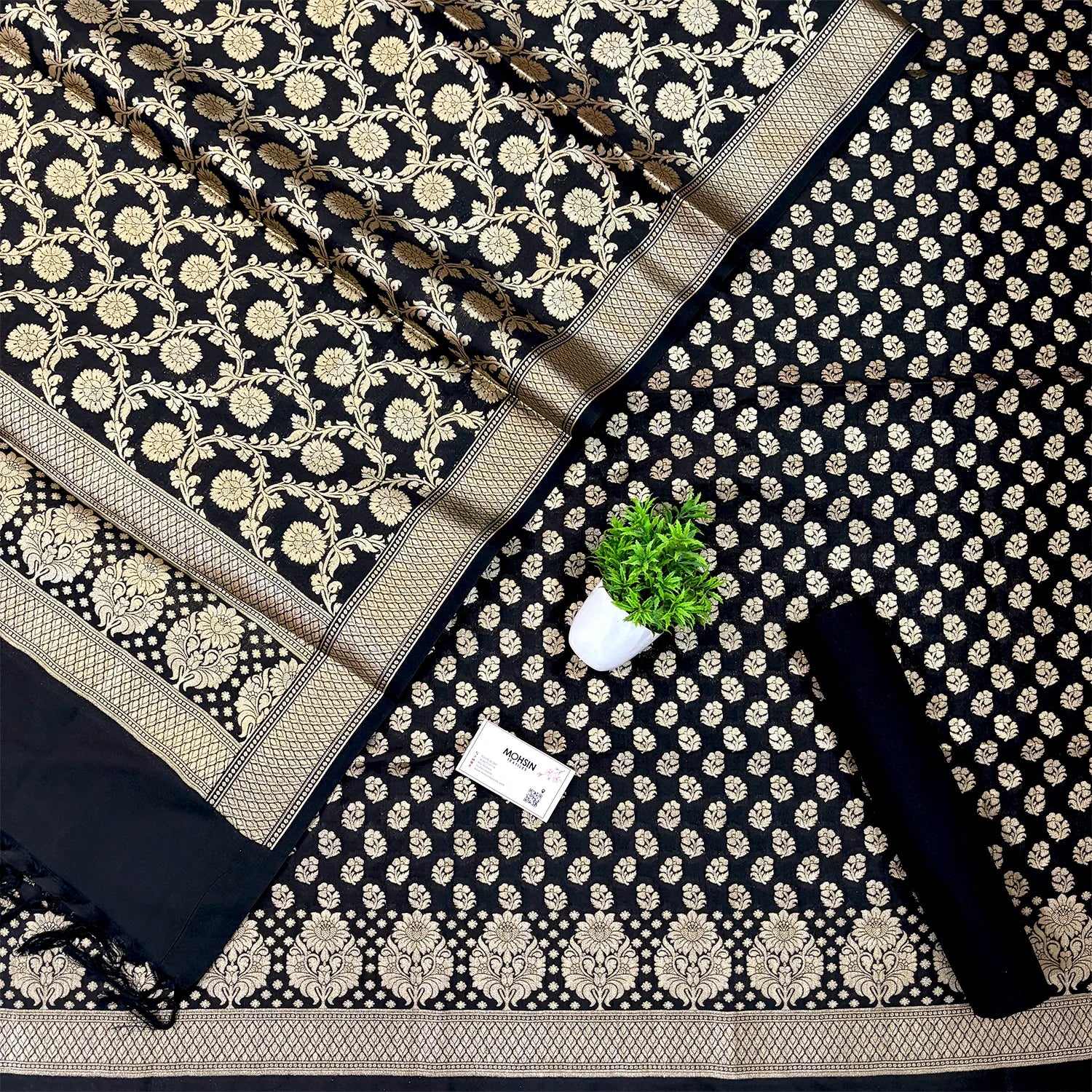 Black Guldaan Fool Katan Silk Banarasi Suit