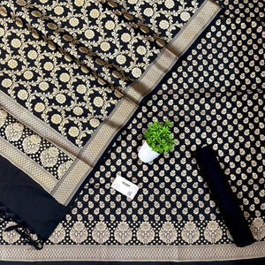 Black Guldaan Fool Katan Silk Banarasi Suit