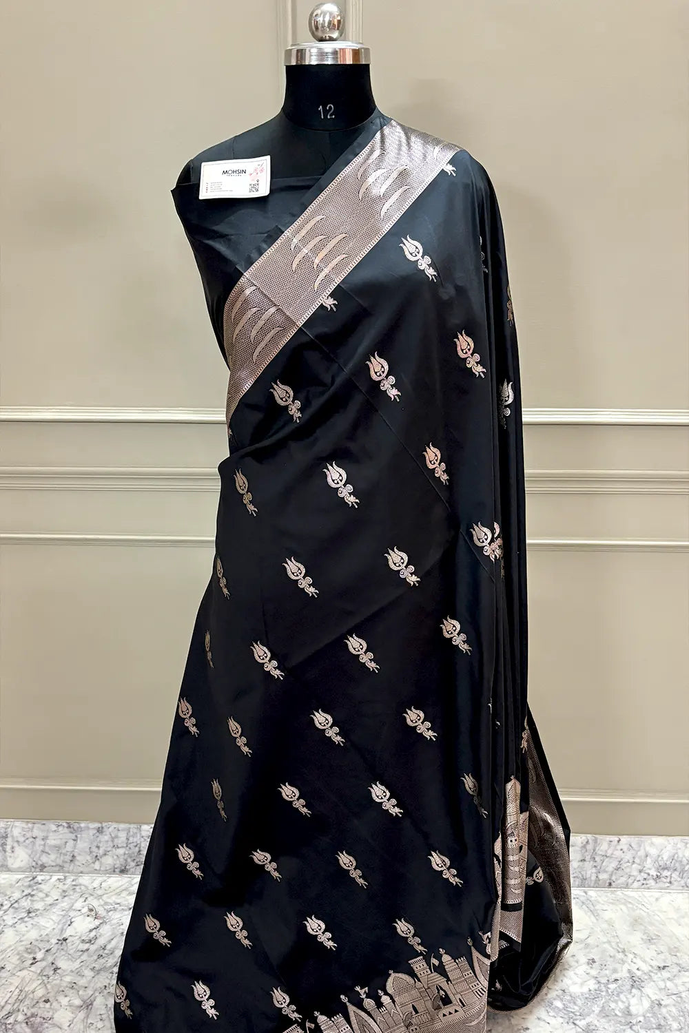 Black Kalyug Satin Silk Banarasi Saree
