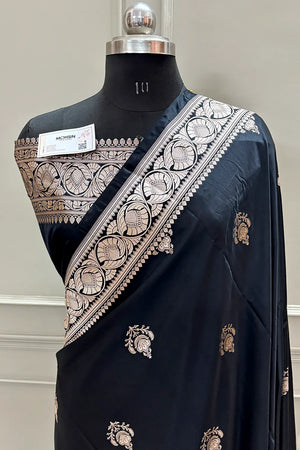 Black Kohinoor Buti Katan Silk Banarasi Saree
