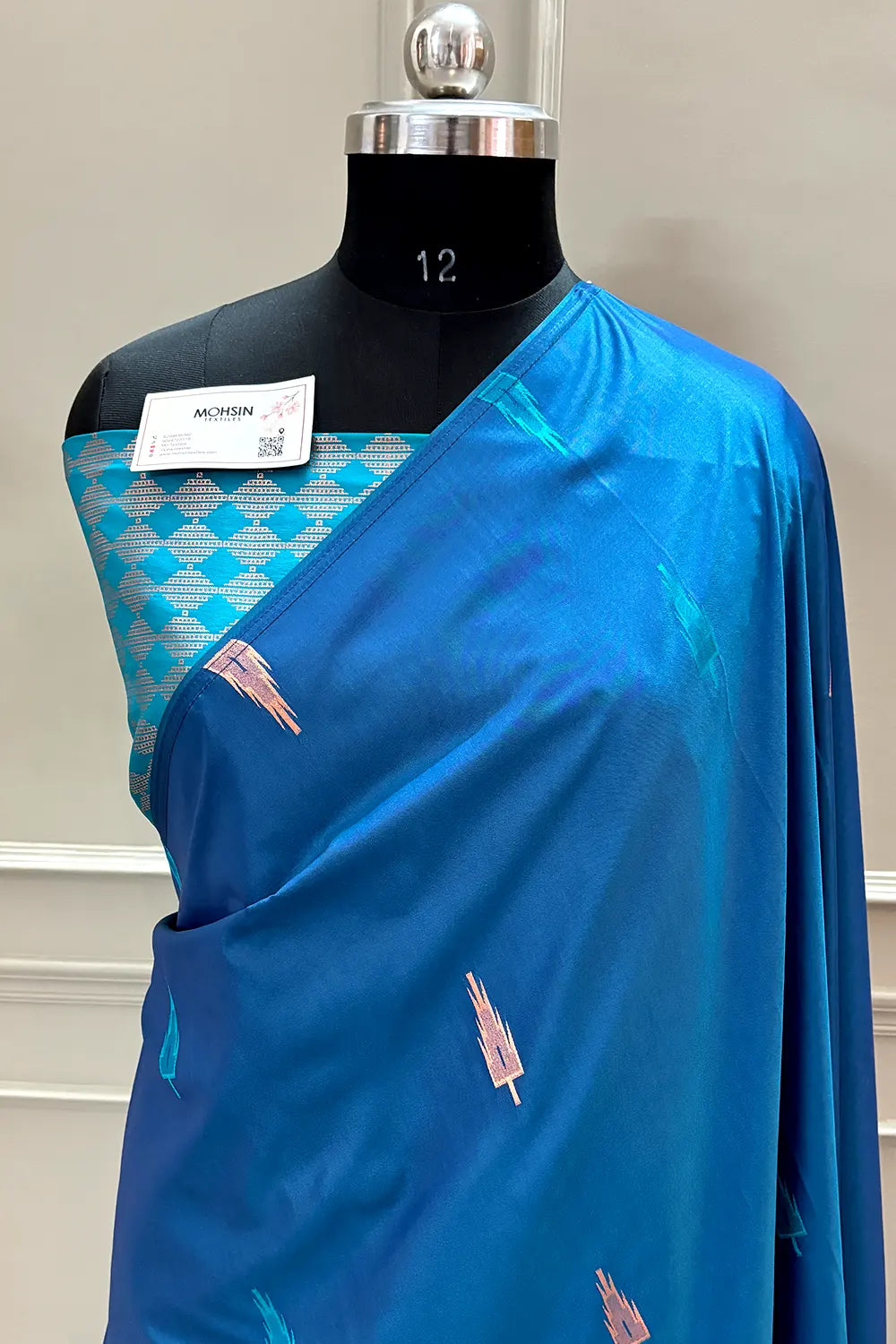 Firozi and Sky Blue Resham Zari Banarasi Silk Saree