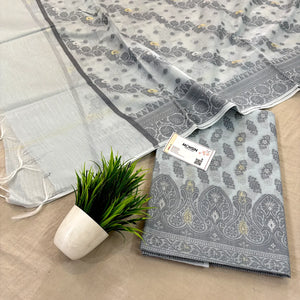 Grey Resham Zari Banarasi Silk Suit