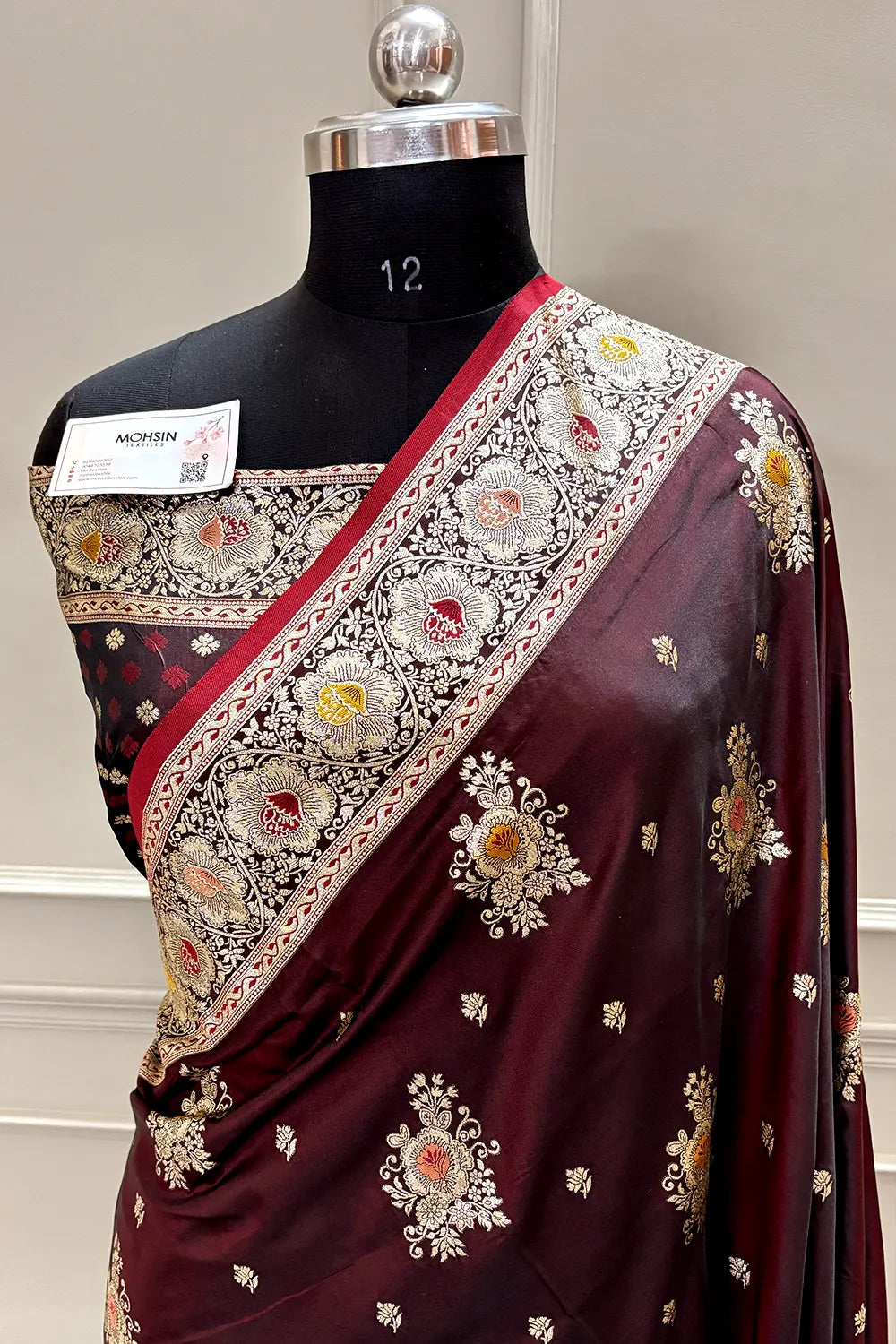 Maroon Golden Zari Katan Silk Banarasi Saree