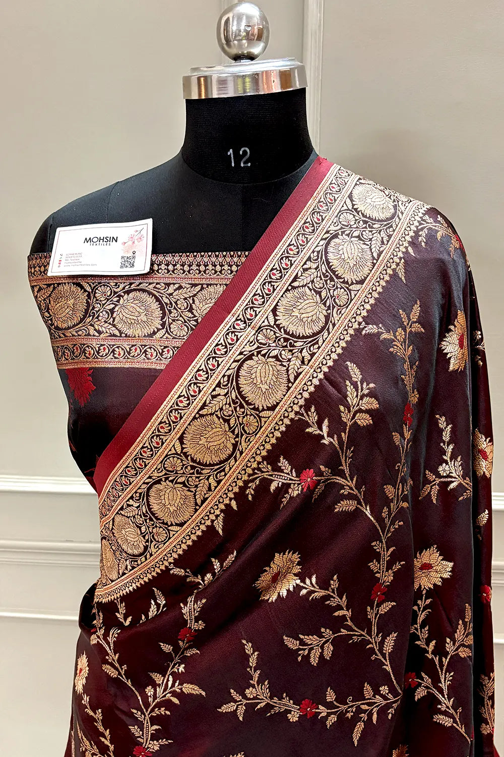 Maroon Golden Zari Katan Silk Banarasi Saree