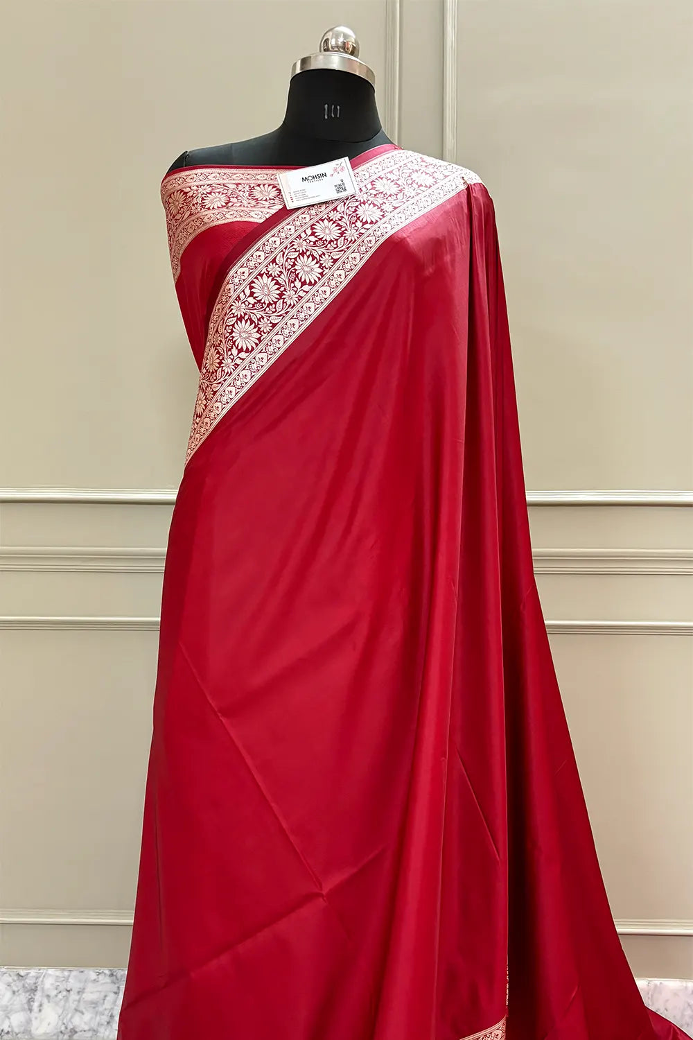 Maroon Khandani Plain Katan Silk Banarasi Saree