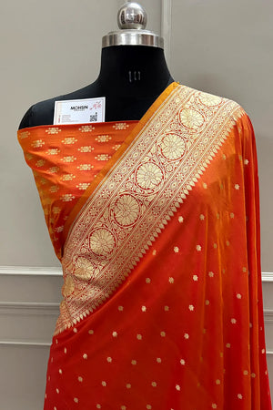 Orange Nanhikali Katan Silk Banarasi Saree