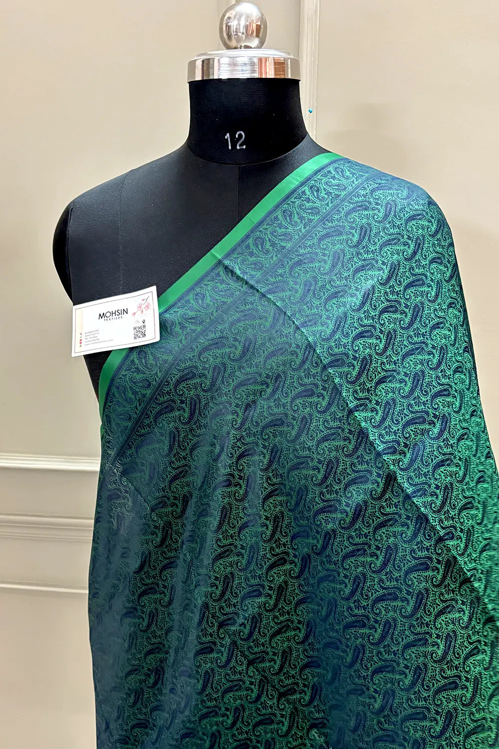 Peacock Blue Resham Zari Silk Banarasi Stole