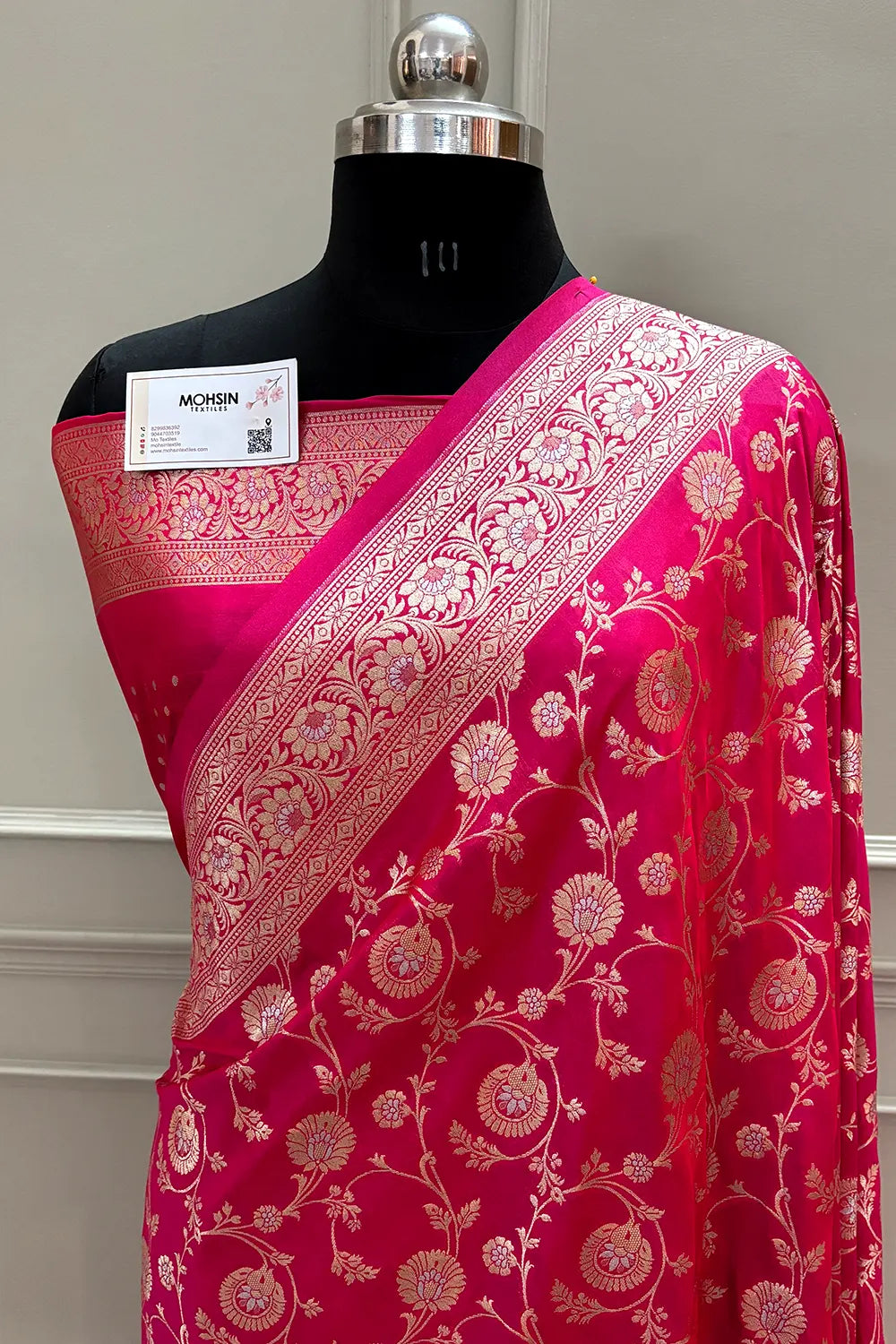 Pink Golden Zari Katan Silk Banarasi Saree