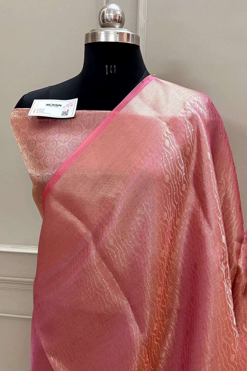 Pink Golden Zari Tissue Silk Banarasi Saree