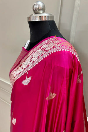 Pink Jellyfish Buti Katan Silk Banarasi Saree