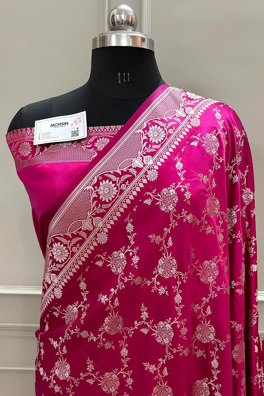 Pink Jhanjaal Katan Silk Banarasi Saree
