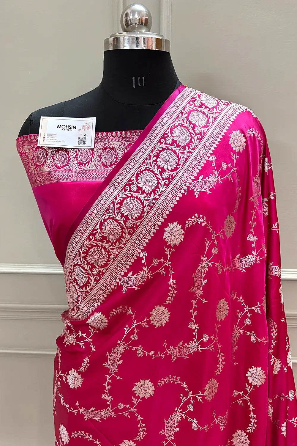 Pink Makra Jaal Katan Silk Banarasi Saree