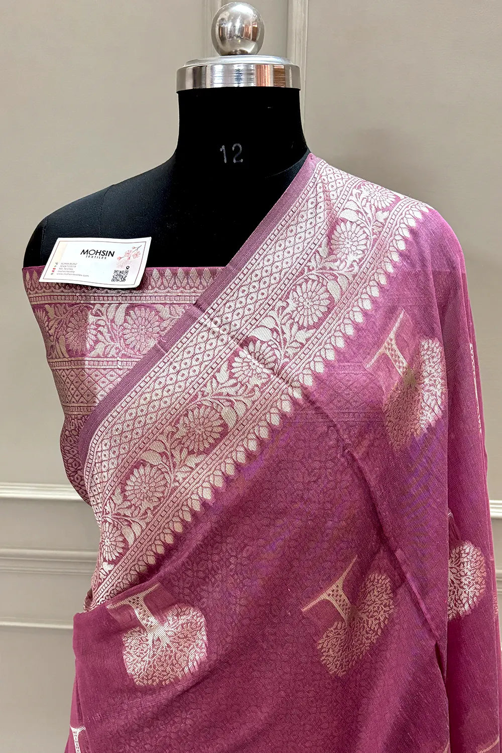 Pink Resham Zari Cotton Silk Banarasi Saree