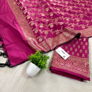 Pink Rocket Buti Satin Silk Banarasi Suit