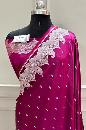 Purple Deepak Buti Katan Silk Banarasi Saree