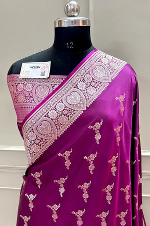 Purple Golden Zari Katan Silk Banarasi Saree