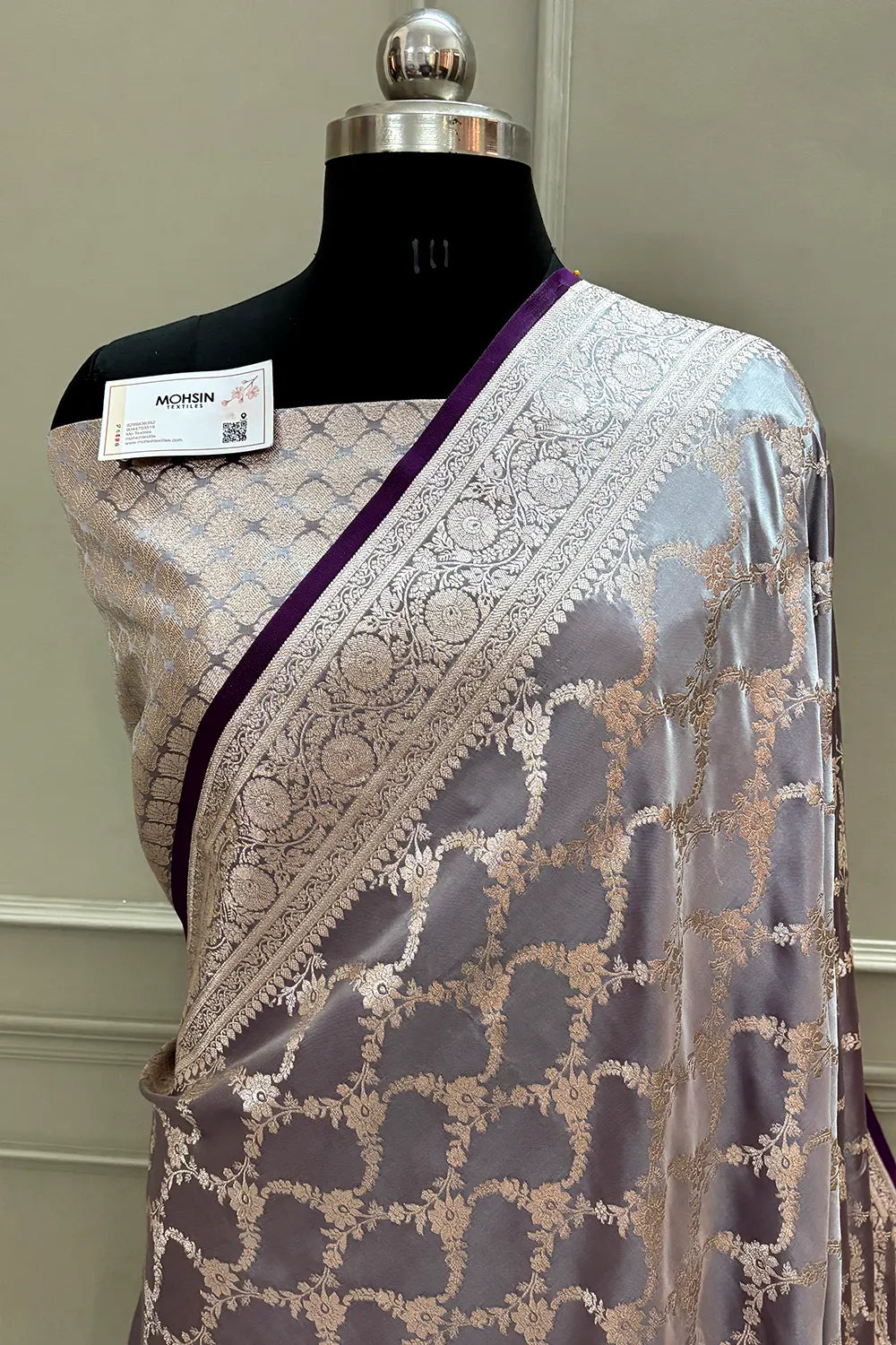 Purple Scorpion Jaal Katan Silk Banarasi Saree