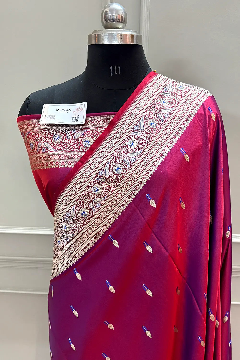 Purple Wine Tilak Buti Katan Silk Banarasi Saree