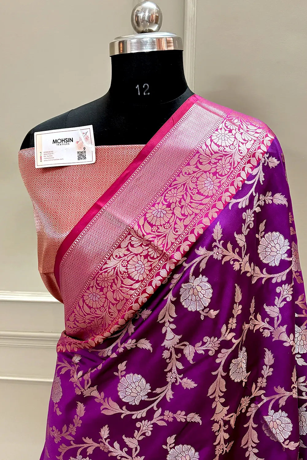 Purple and Red Golden Zari Banarasi Silk Saree