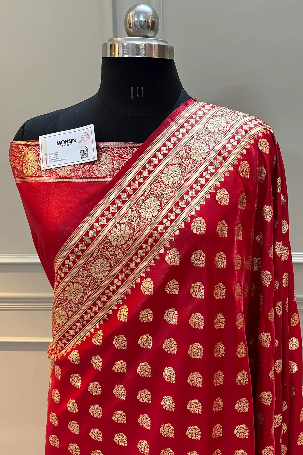 Red Golden Zari Katan Silk Banarasi Saree