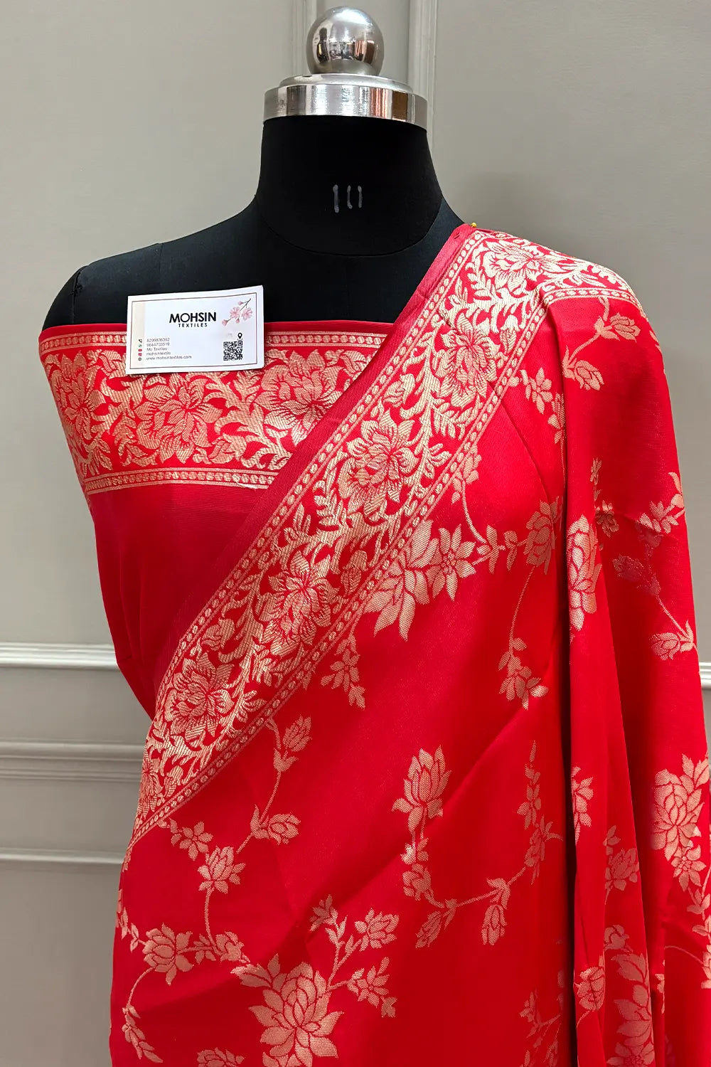 Red Resham Zari Silky Banarasi Saree