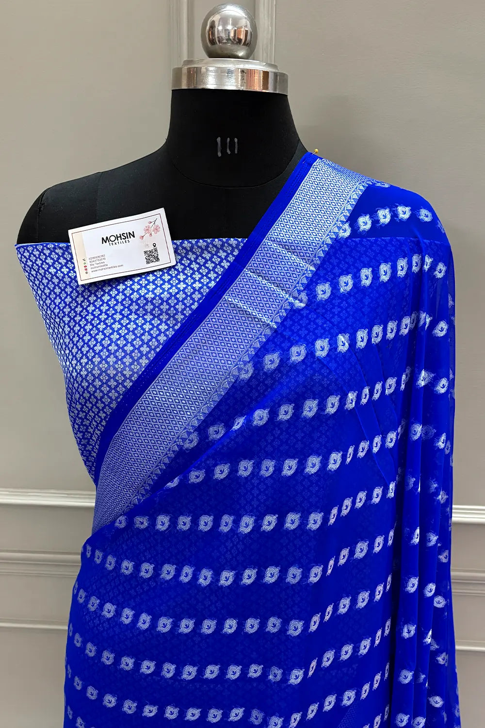Royal Blue Resham Zari Georgette Silk Banarasi Saree