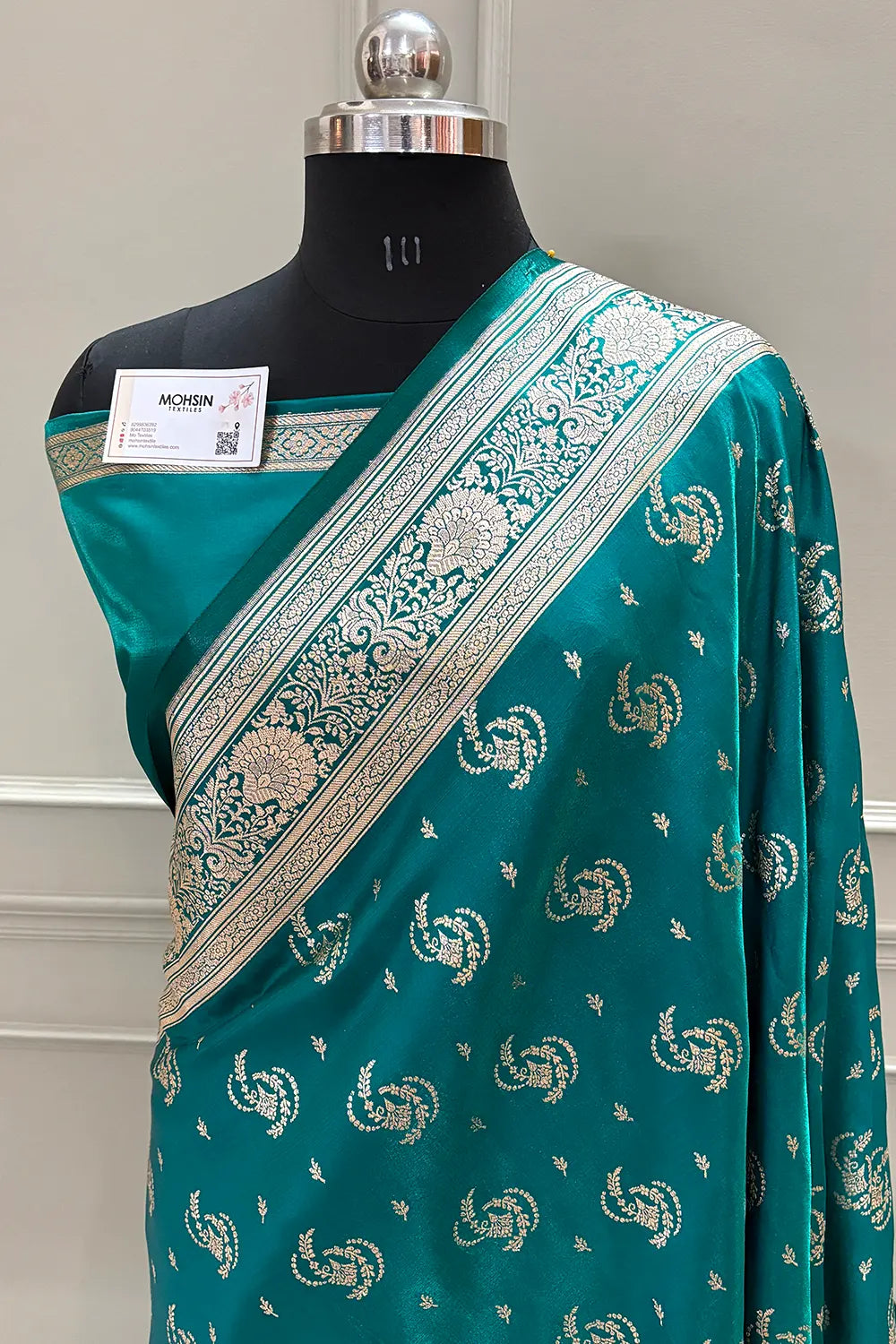 Sea Green Galaxy Buti Katan Silk Banarasi Saree