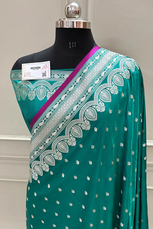 Sea Green Jadi Buti Katan Silk Banarasi Saree