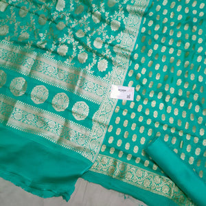 Sea Green Khilti Kalli Georgette Silk Banarasi Suit
