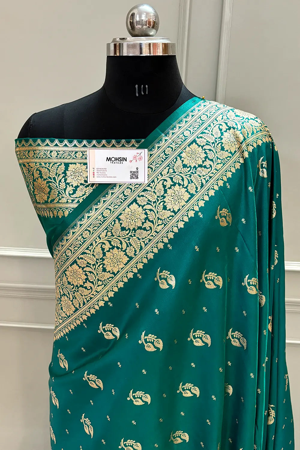 Teal Dhani Buti Katan Silk Banarasi Saree