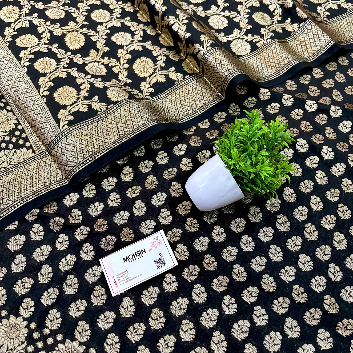 Black Guldaan Fool Katan Silk Banarasi Suit