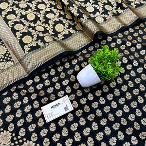 Black Guldaan Fool Katan Silk Banarasi Suit