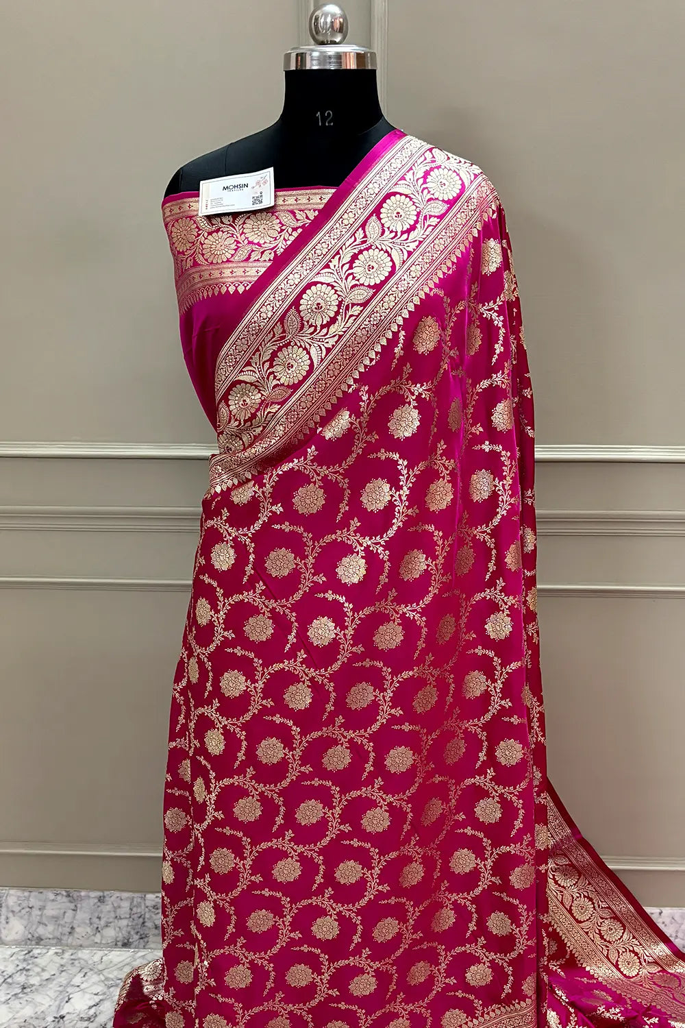 Pink Golden Zari Katan Silk Banarasi Saree