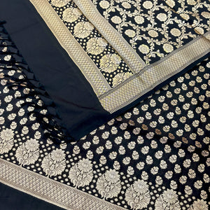 Black Guldaan Fool Katan Silk Banarasi Suit