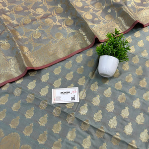 Mint Green Gumbad Crown Satin Silk Banarasi Suit