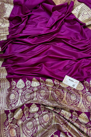 Purple Royal Plain Katan Silk Banarasi Saree