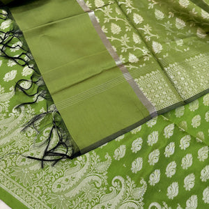 Mehendi Holika Satin Silk Banarasi Suit