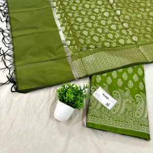Mehendi Holika Satin Silk Banarasi Suit